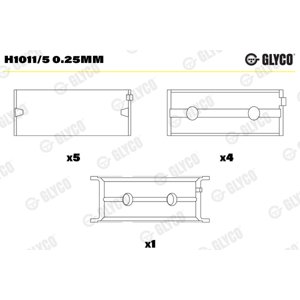 GLYCO Ložisko kľukového hriadeľa H1011/5 0.25mm