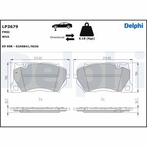 DELPHI Sada brzdových platničiek kotúčovej brzdy LP3679