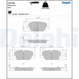 DELPHI Sada brzdových platničiek kotúčovej brzdy LP3736