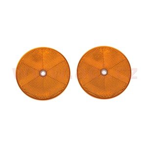 univerzální odrazka kulatá s otvorem pro uchycení, oranžová (průměr 84 mm) 2 ks