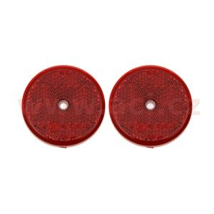 univerzální odrazka kulatá s otvorem pro uchycení, červená (průměr 50 mm) 2 ks