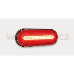 poziční světlo LED oválné červené (126x51 mm) s odrazkou, s držákem v zadní části