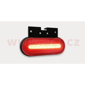 poziční světlo LED oválné červené (124x75 mm) s odrazkou, s držákem v horní části