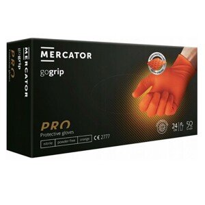MERCATOR Nitrilové rukavice Gogrip PRO orange XL, bal. 50 ks