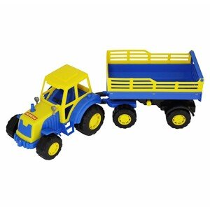 Traktor s prívesom 45 cm - modrý
