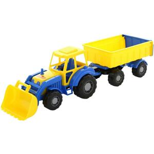 Traktor nakladač s prívesom 64 cm - žltý