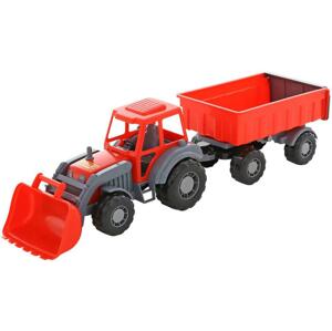 Traktor nakladač s prívesom 64 cm - červený