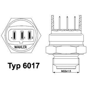 WAHLER Teplotný spínač ventilátora chladenia 601785D