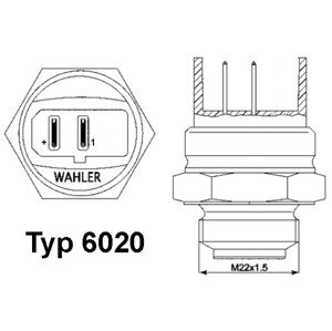 WAHLER Teplotný spínač ventilátora chladenia 602095D