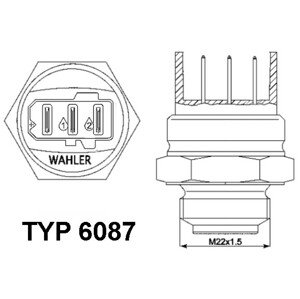 WAHLER Teplotný spínač ventilátora chladenia 608787D