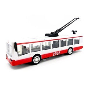 Kovový trolejbus s efektami 16 cm - červená